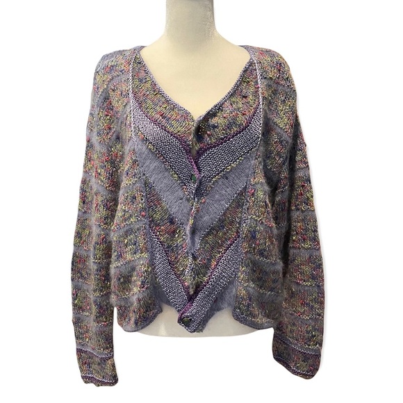 hand knit sweater in a superior quality angora and cotton blend yarn